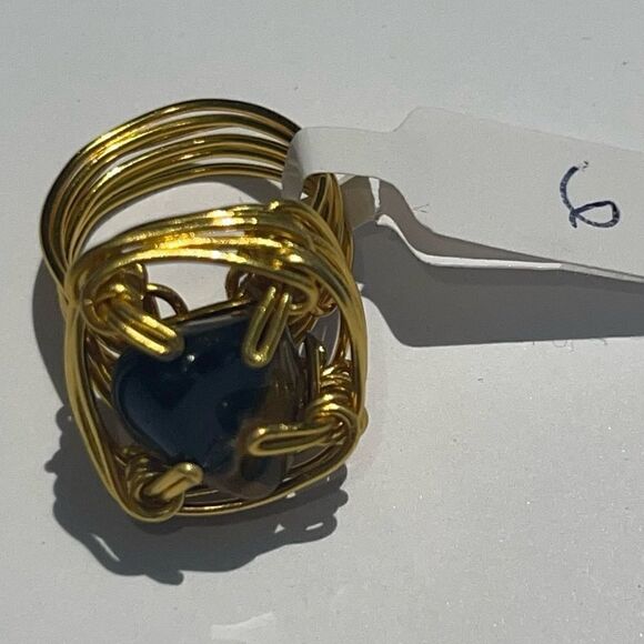 🔥 NATURAL ONYX  WIREWRAPPED GENUINE GEMSTONE CHUNKY RING 🔥 - Picture 3 of 7